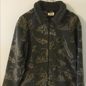Full Front Zip Fleece Jacket Leaf Pattern